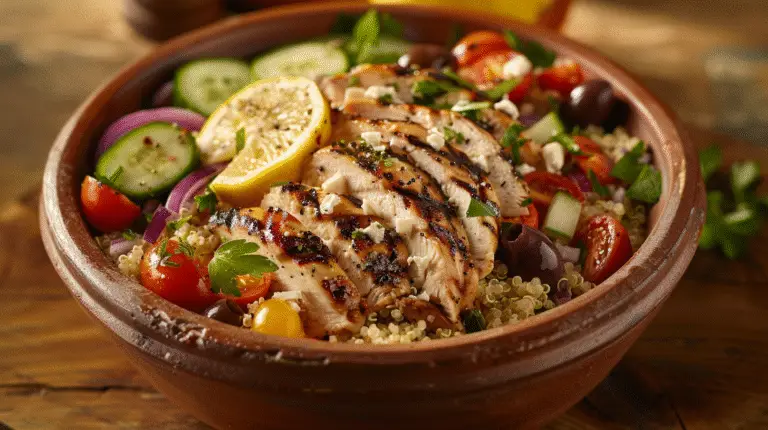 Greek Chicken Bowls with Tahini Feta Sauce Recipe
