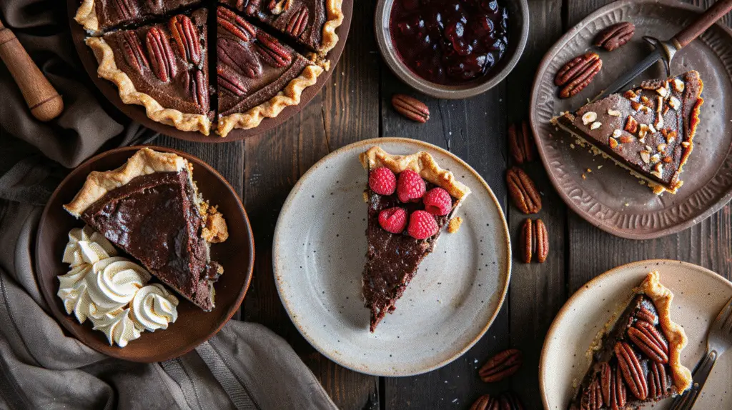 Chocolate Chess Pie 4 Several slices of chocolate chess pie variations - Chocolate Chess Pie - Donald Recipes