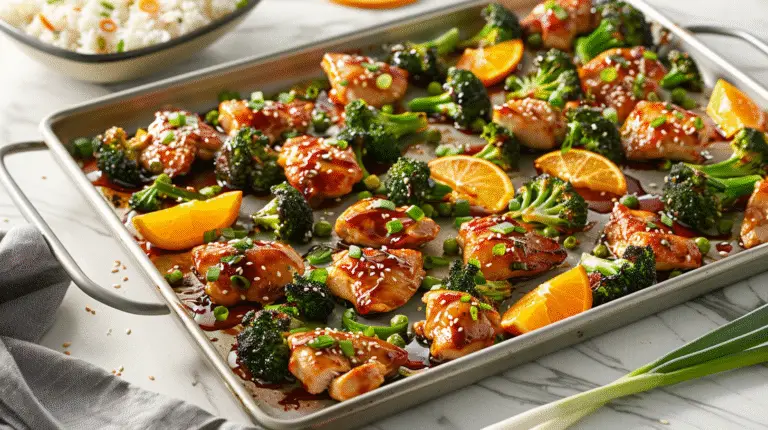 Sheet Pan Chili Ginger Orange Chicken and Broccoli Recipe