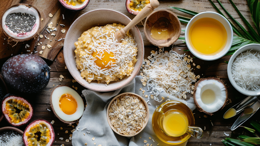 ingredients for passion fruit oatmeal cakes