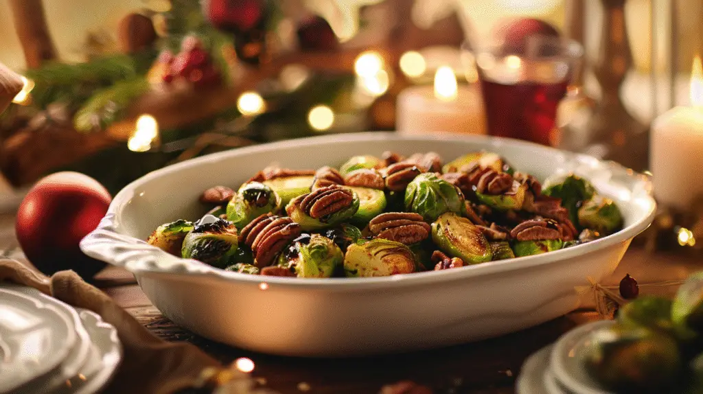 Balsamic Roasted Brussels Sprouts with Pecans