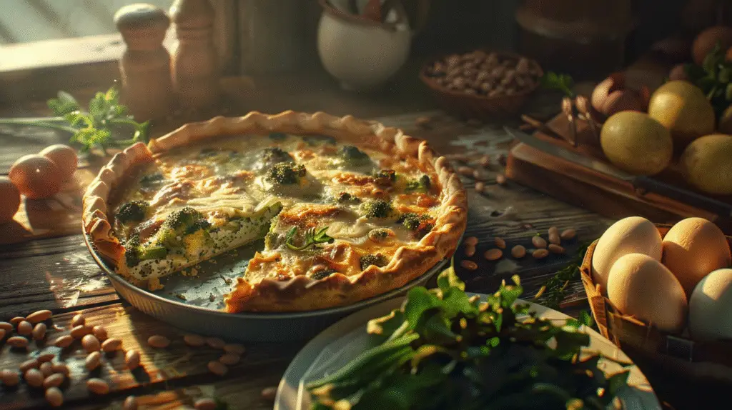 Broccoli, White bean and Cheese Quiche