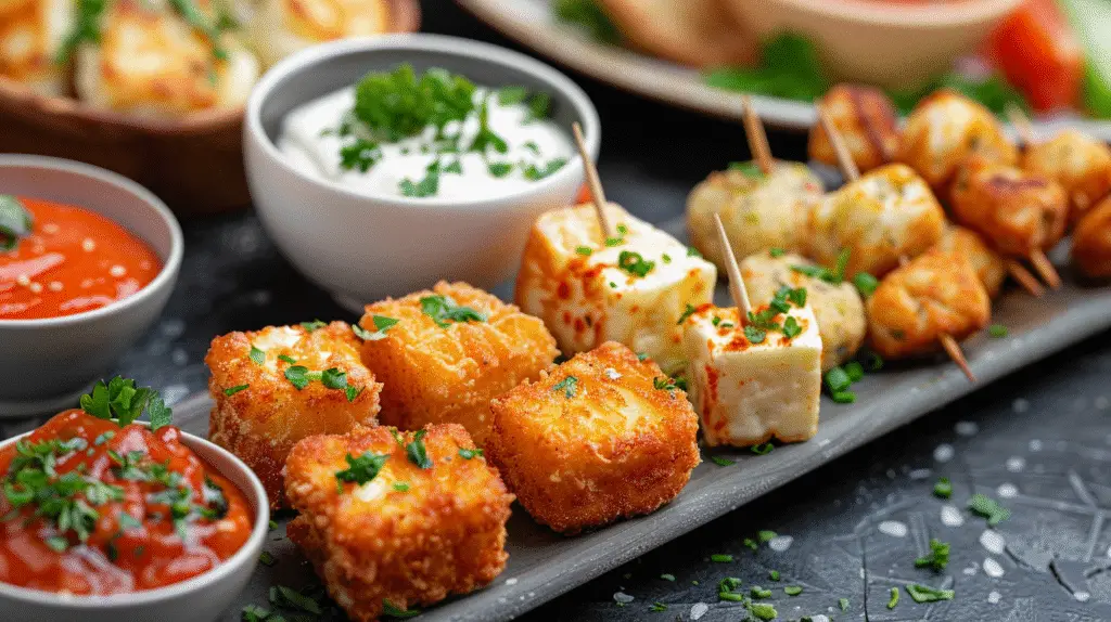 Crispy Halloumi Bites with Pesto Dip 3 Crispy Halloumi Bites with Pesto Dip
