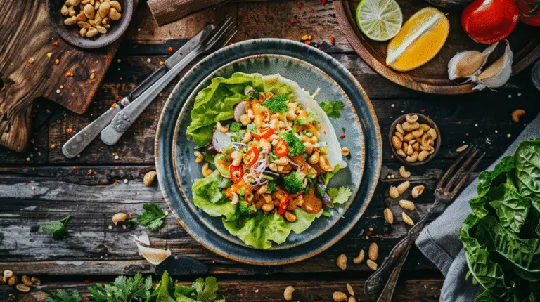 Crispy Rice Lettuce Cups with Peanut Sauce
