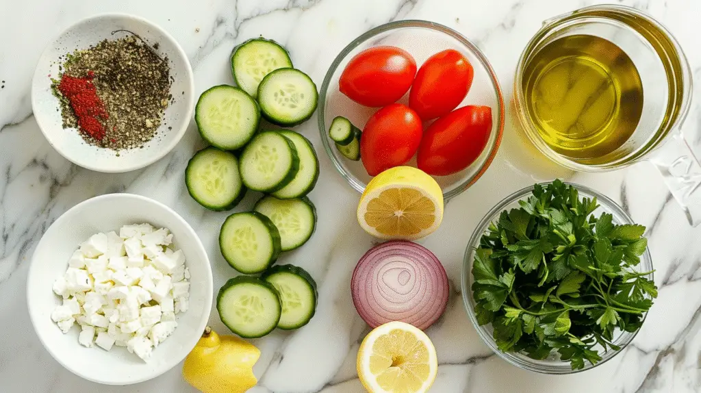 Cucumber Tomato Feta Salad 2 Cucumber Tomato Feta Salad