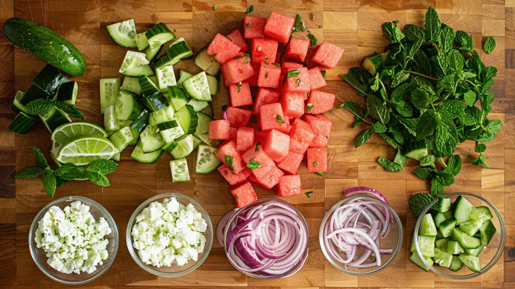 Feta and Watermelon Salad with Mint 2 Feta and Watermelon Salad with Mint