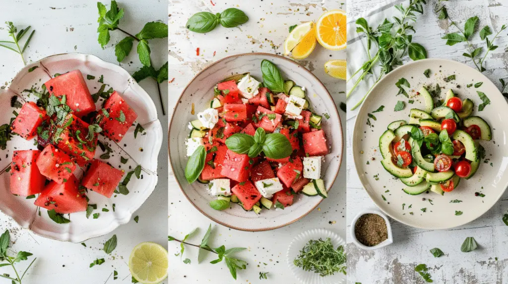 Feta and Watermelon Salad with Mint 3 Feta and Watermelon Salad with Mint