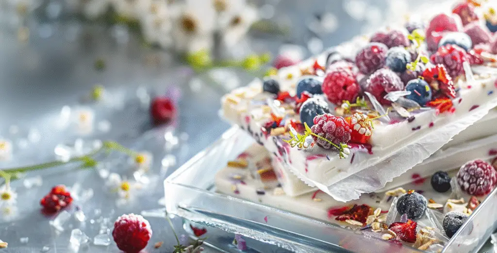 Frozen Yogurt Bark with Berries 2 Frozen Yogurt Bark Berries
