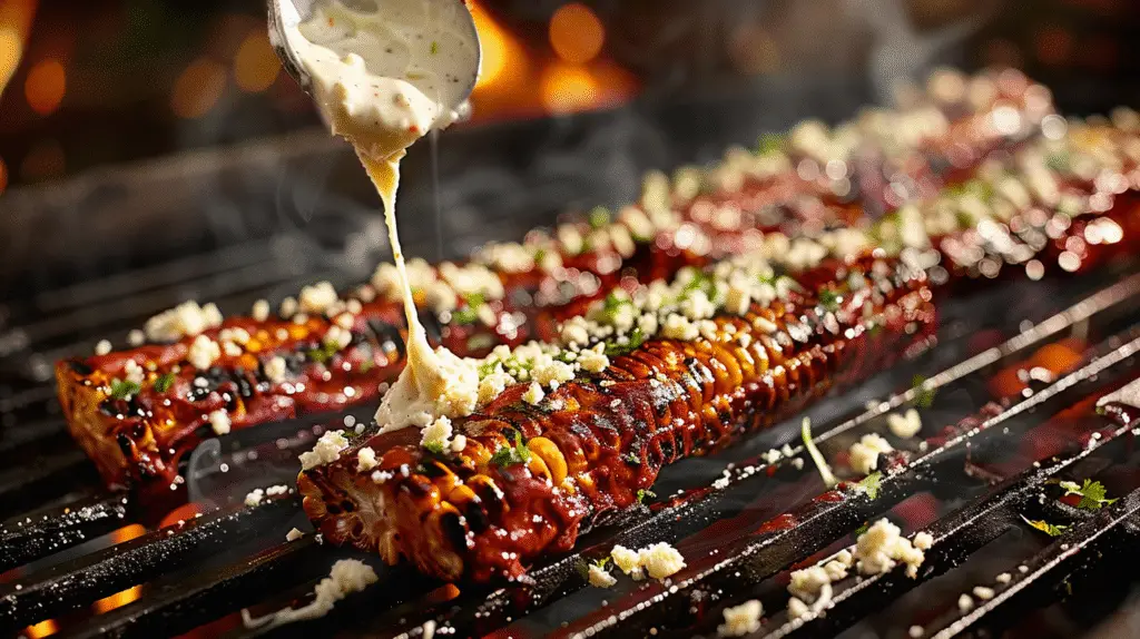 Grilled Corn Ribs with Garlic-Paprika Butter and Cotija Crema 2 Grilled Corn Ribs with Garlic-Paprika Butter and Cotija Crema