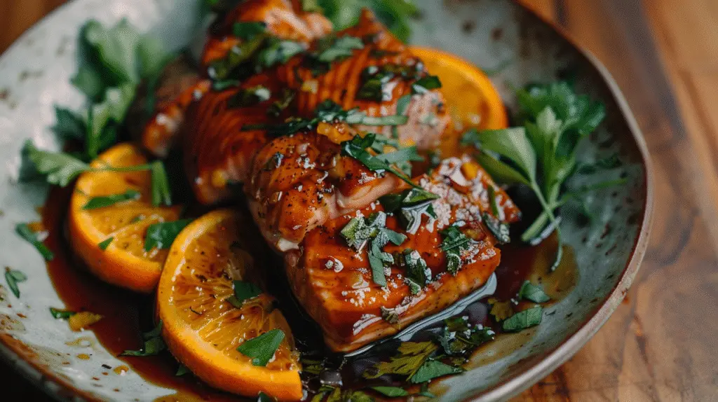 Honey-Soy Glazed Salmon with Oranges
