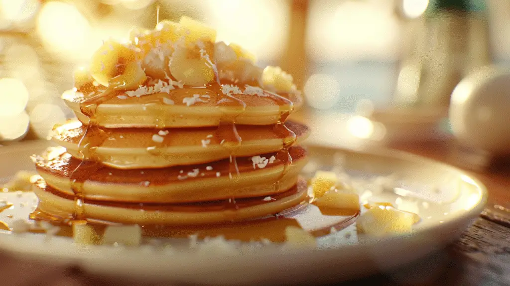 Macadamia Nut and Coconut Pancakes with Honey