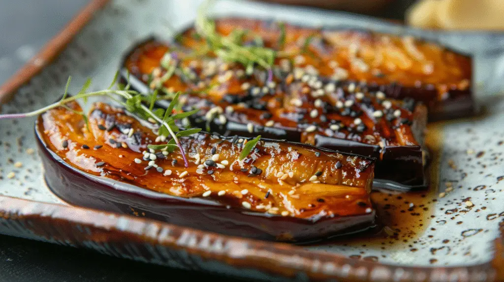 Miso Glazed Eggplant Slices