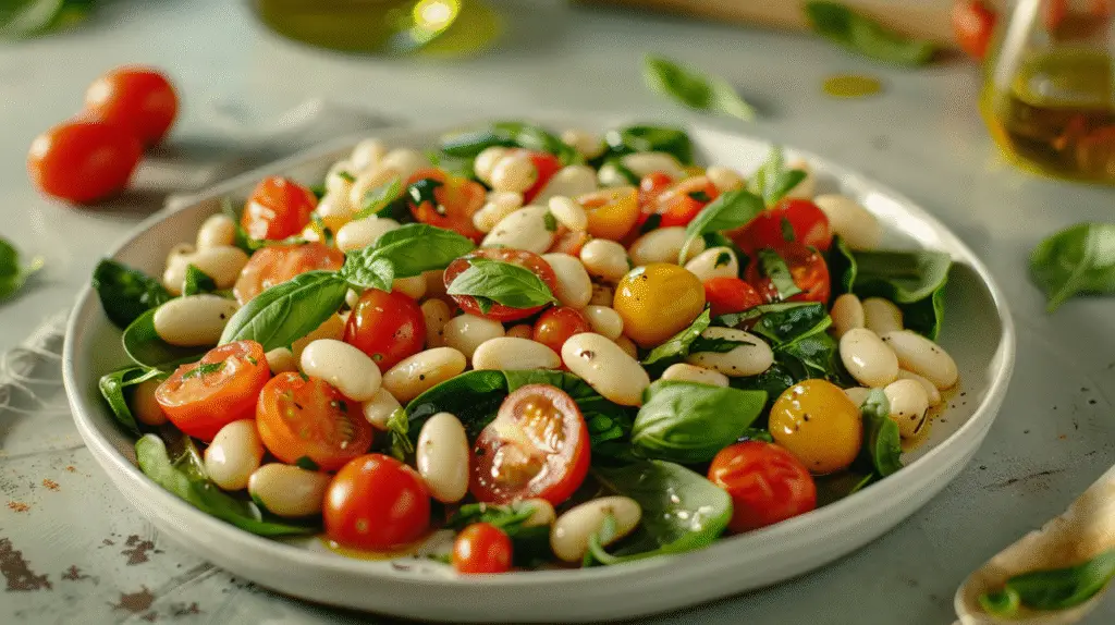 No-Cook White Bean & Spinach Caprese Salad