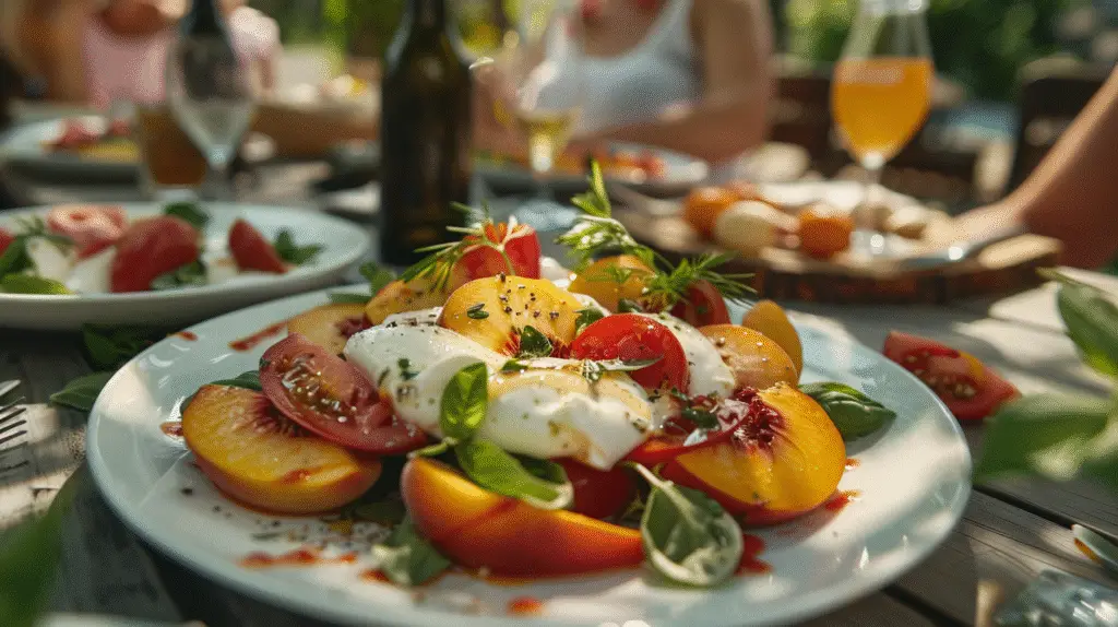 Peach Burrata Caprese