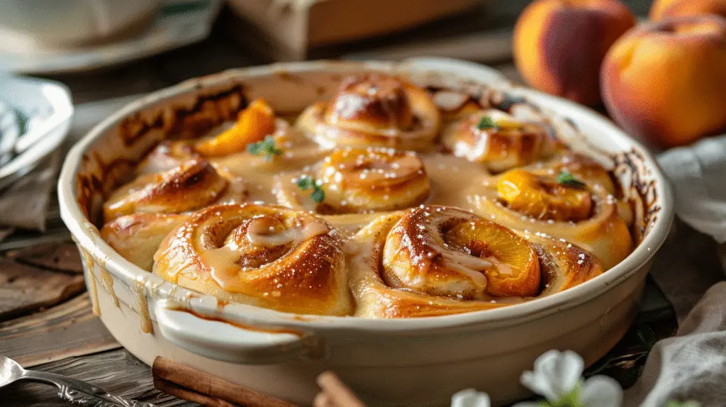 Peach Cobbler Cinnamon Rolls