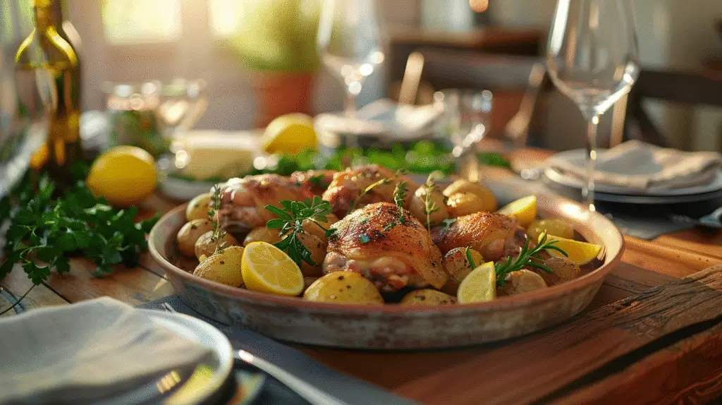 Roasted Mediterranean Chicken Thighs & Baby Potatoes