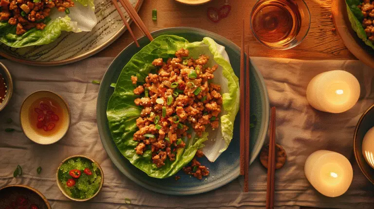 Sesame Hoisin Ground Chicken Lettuce Wraps