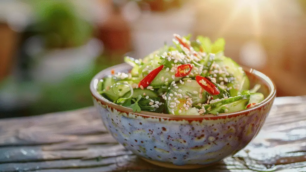 Spicy Cucumber Sesame Slaw