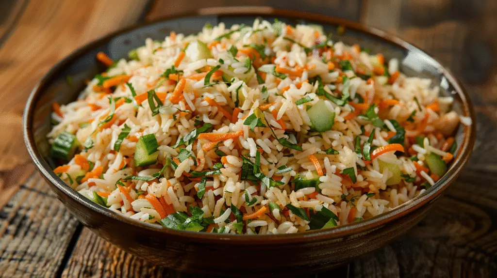 crispy rice salad with spicy tahini dressing